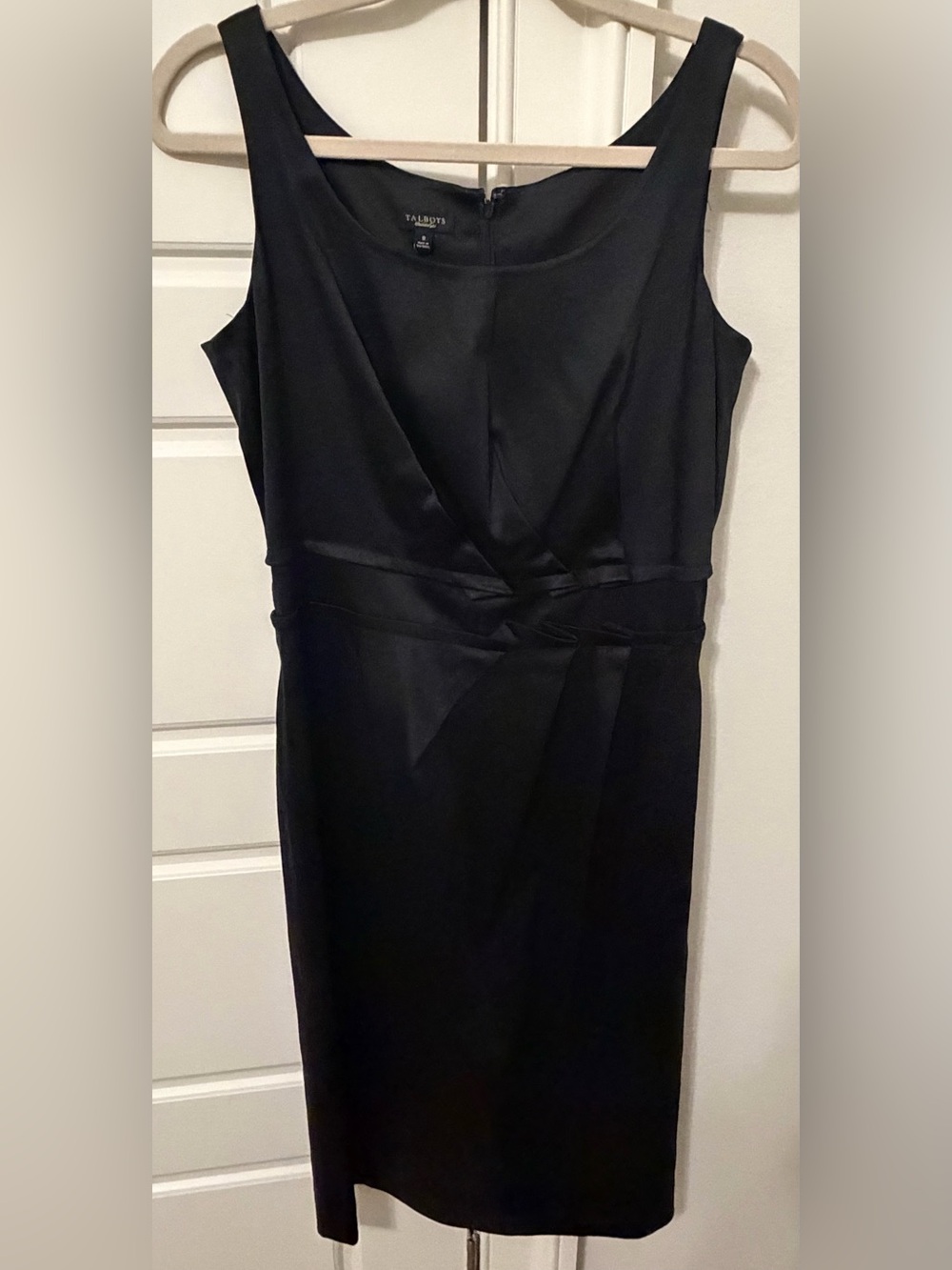 Talbots Black Sleeveless Sheath cocktail Dress with Draped Waist